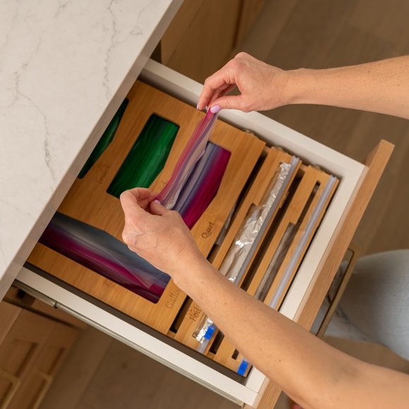 COPY - Bamboo Storage Bag Organizer 6 -n-1 with Foil and plastic wrap dispenser - Picture 4 of 5